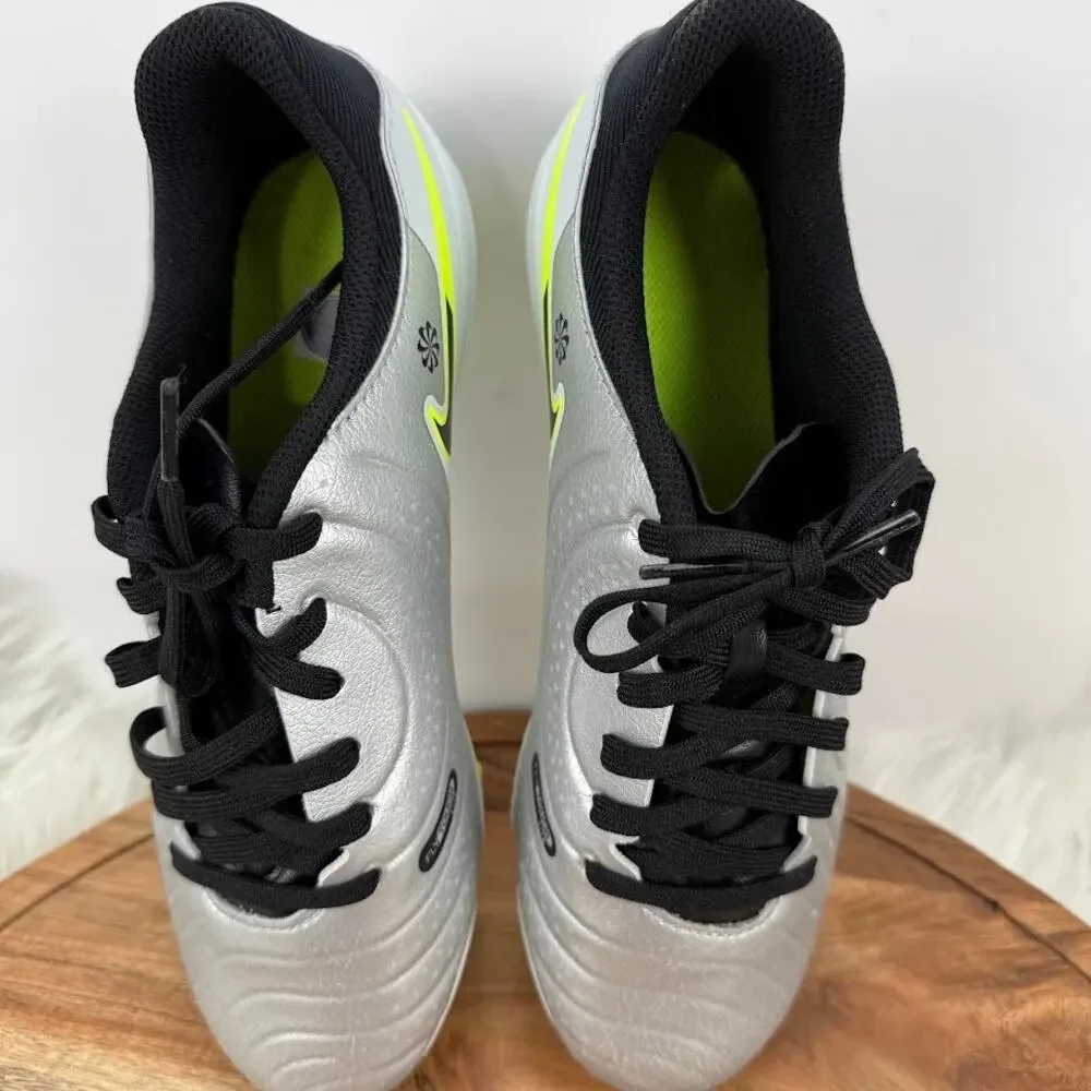 Nike Tiempo Legend 10 Club‎ Youth 5.5Y Silver Volt Black Soccer Cleats NWB